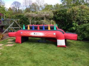 Air Race inflatable game set up for a birthday party event