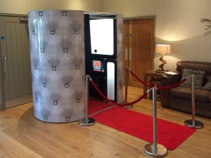 Wedding Photo Booth with Rails and red carpet