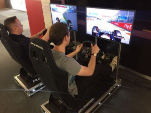 Guests playing race simulator