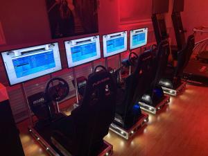 red led lighting on four racing sims